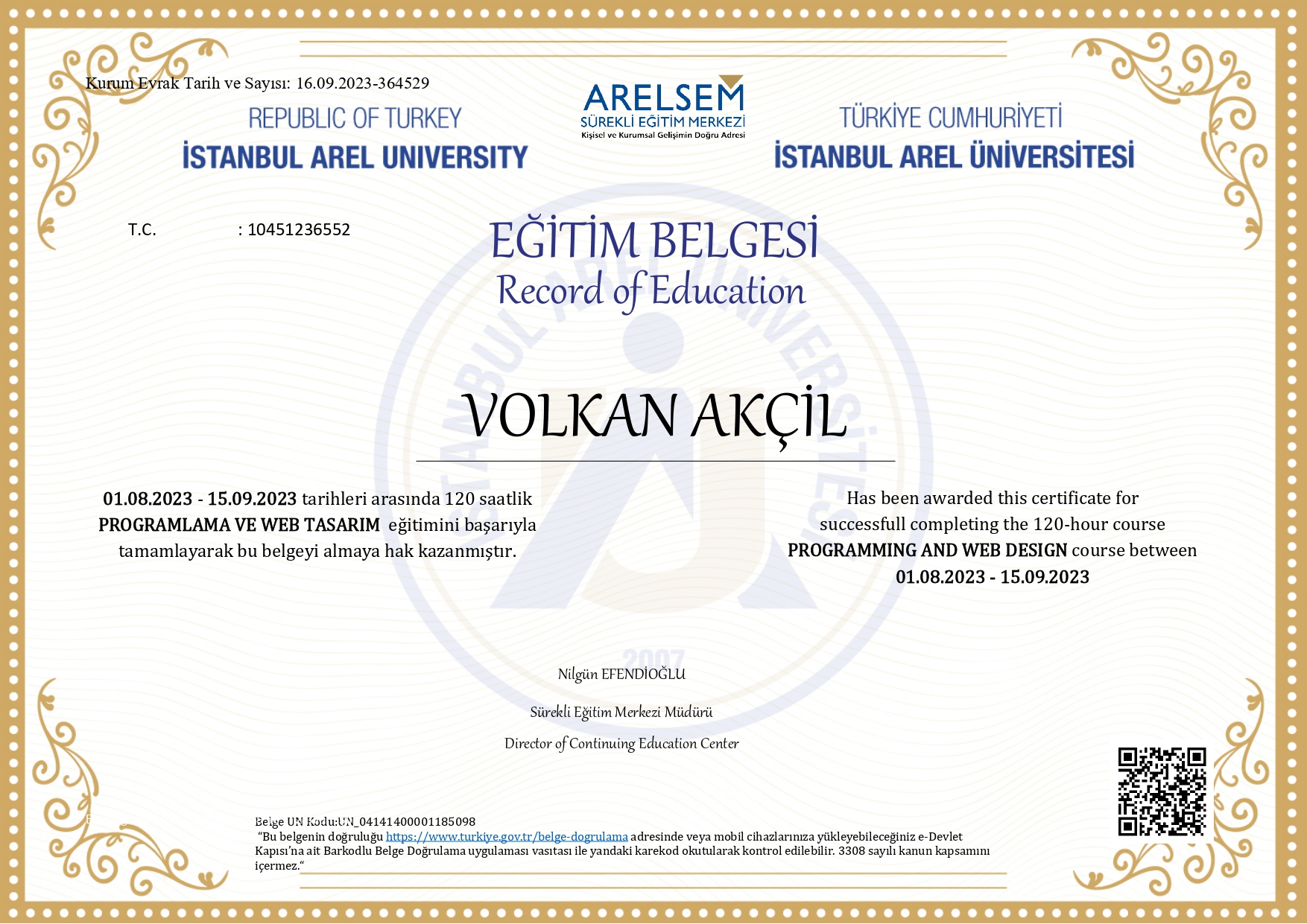 ARESLSAM SERTİFİKASI