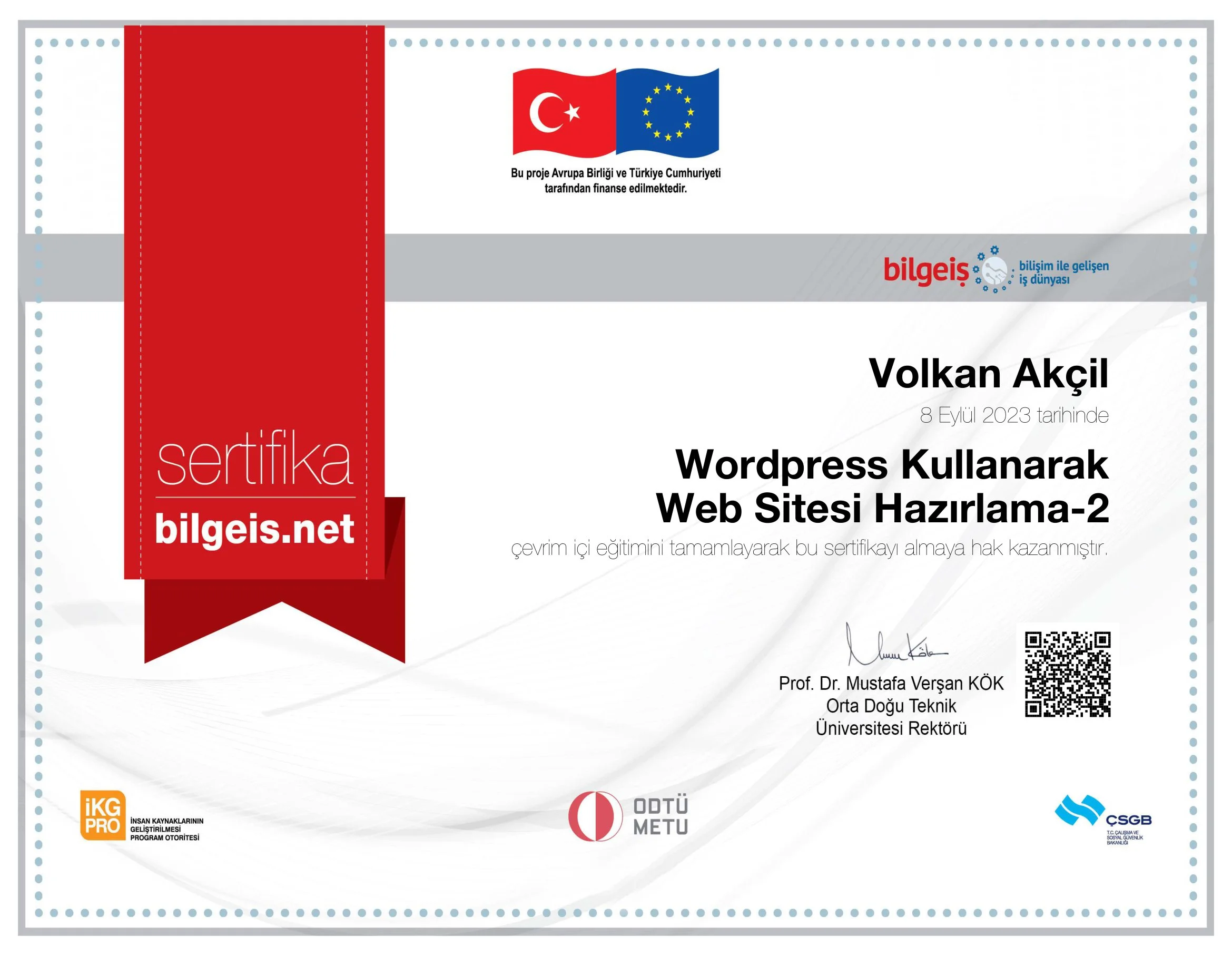 BİLGEİŞ SERTİFİKASI